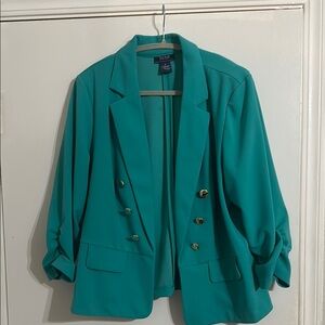 Teal Blazer Tailored Suit Jacket